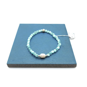 Larimar & Freshwater Pearl Bracelet