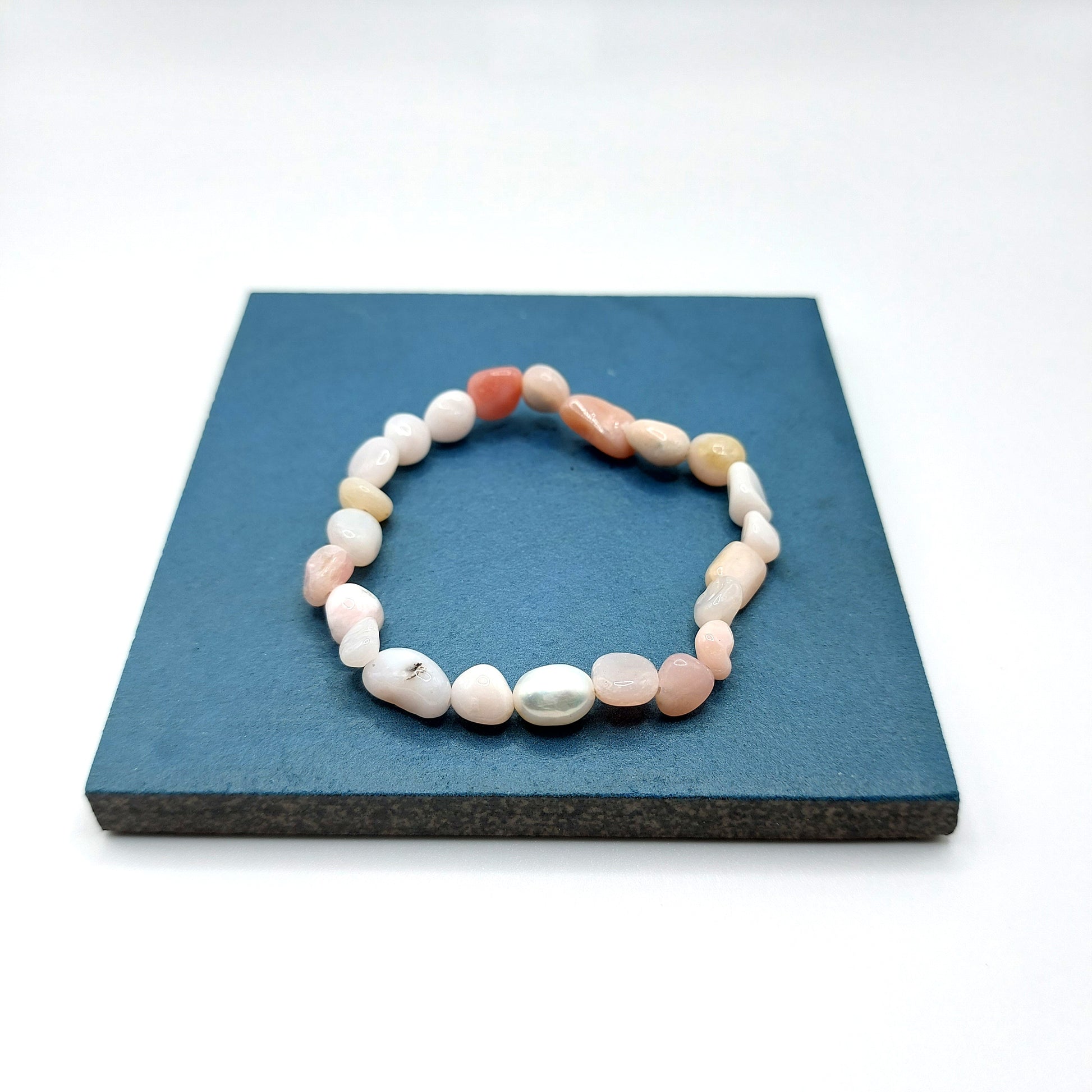 Pink Opal and Freshwater Pearl Nugget Bracelet