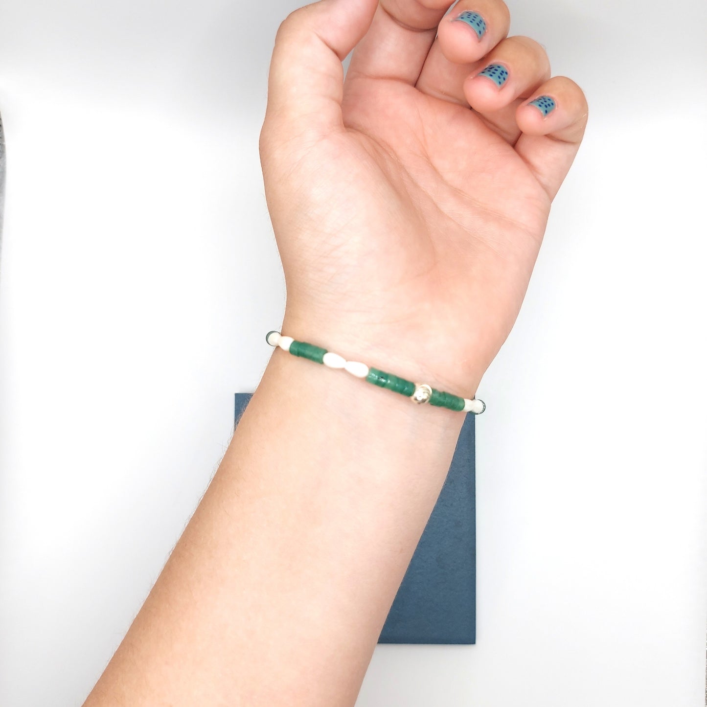 Green Aventurine, Mother of Pearl & Keshi Pearl Bracelet