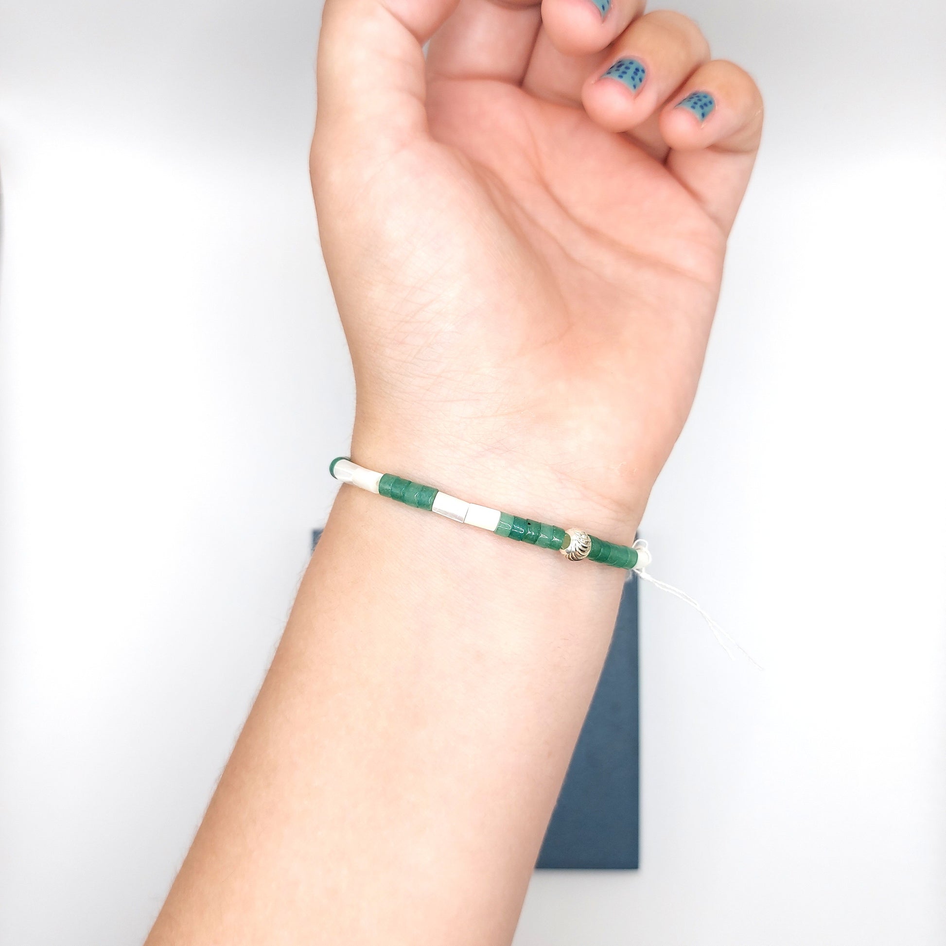 Green Aventurine, Mother of Pearl & Keshi Pearl Bracelet