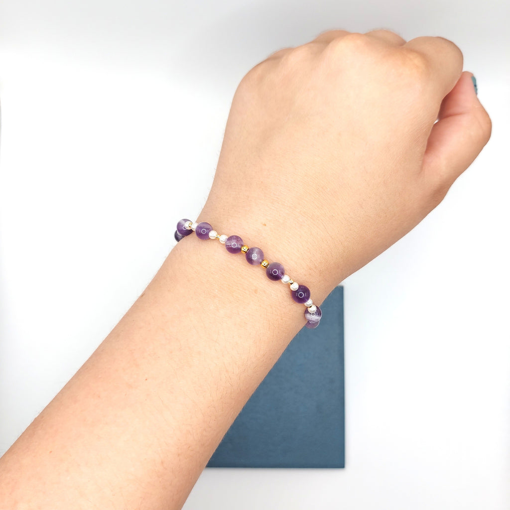 Amethyst & Shell Pearl Bracelet