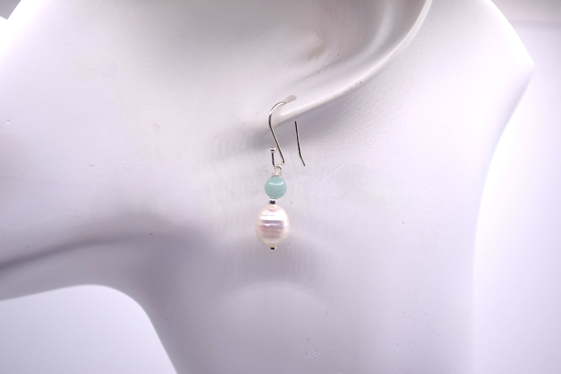 S925 Amazonite and Freshwater Pearl Earrings