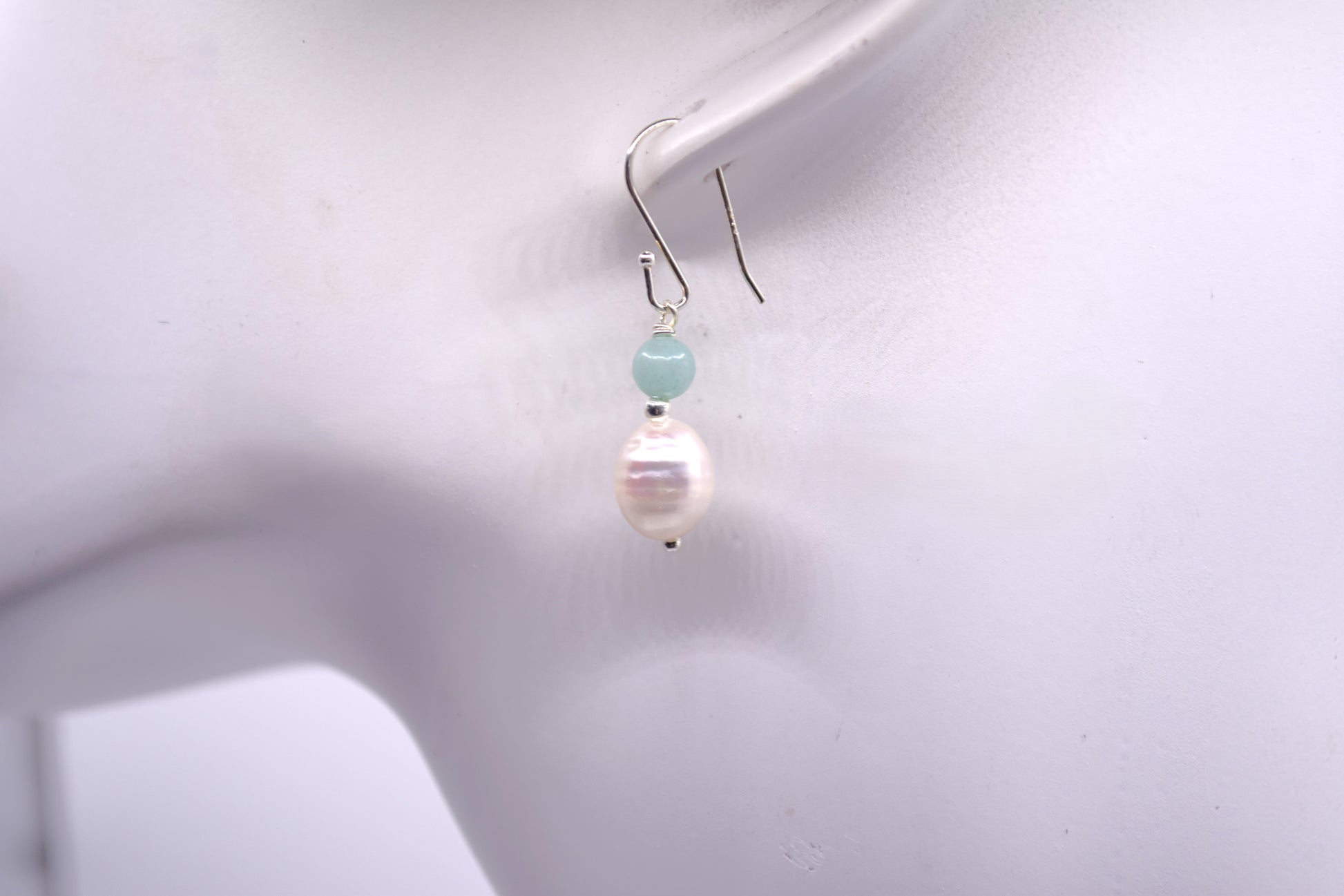 S925 Amazonite and Freshwater Pearl Earrings