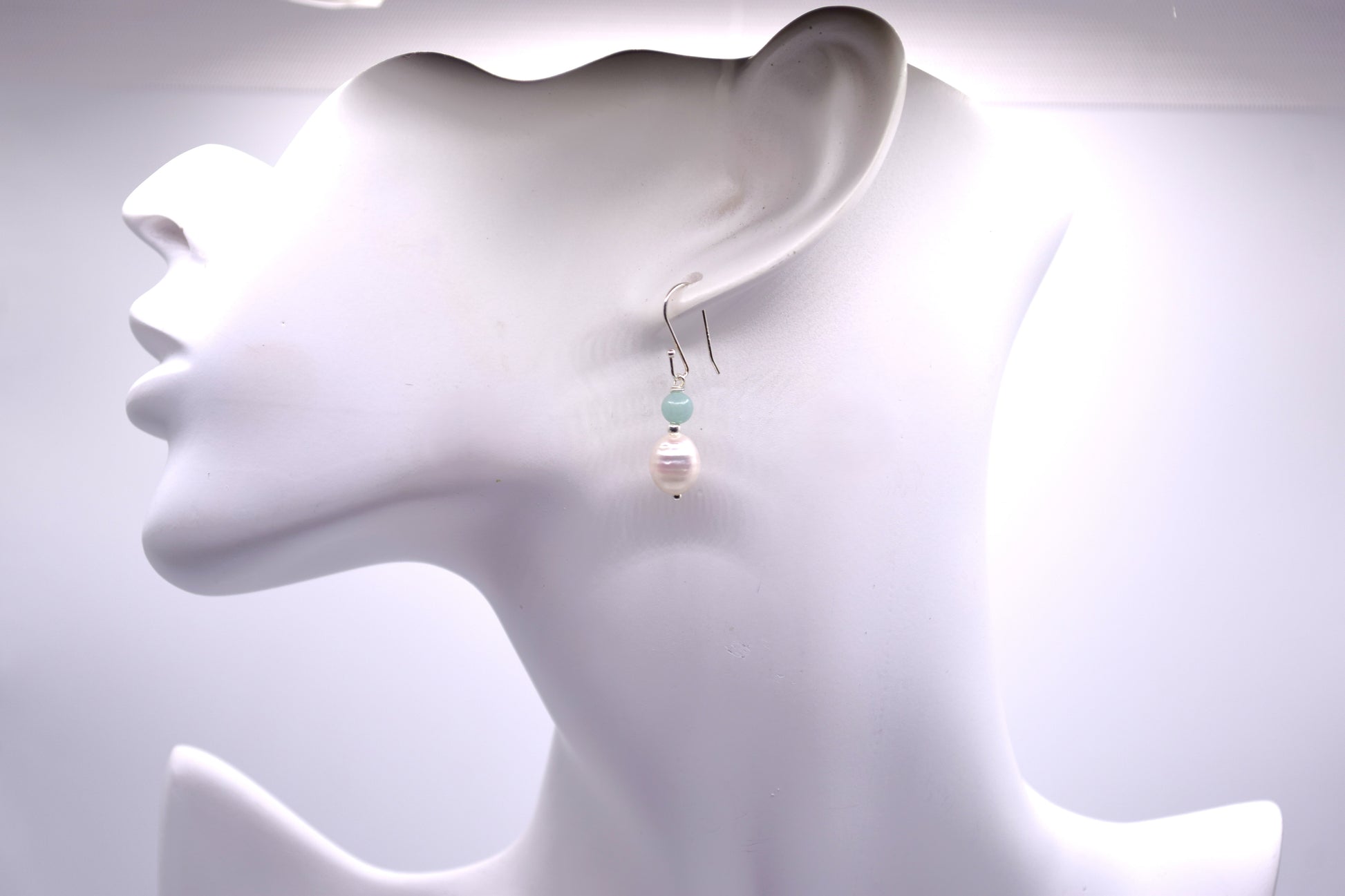 S925 Amazonite and Freshwater Pearl Earrings