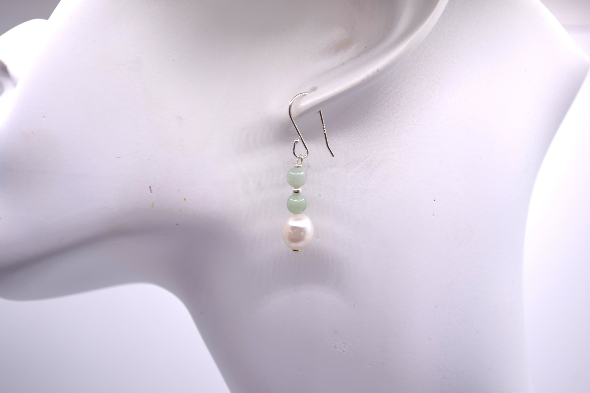 S925 Amazonite and Freshwater Pearl Earrings 2