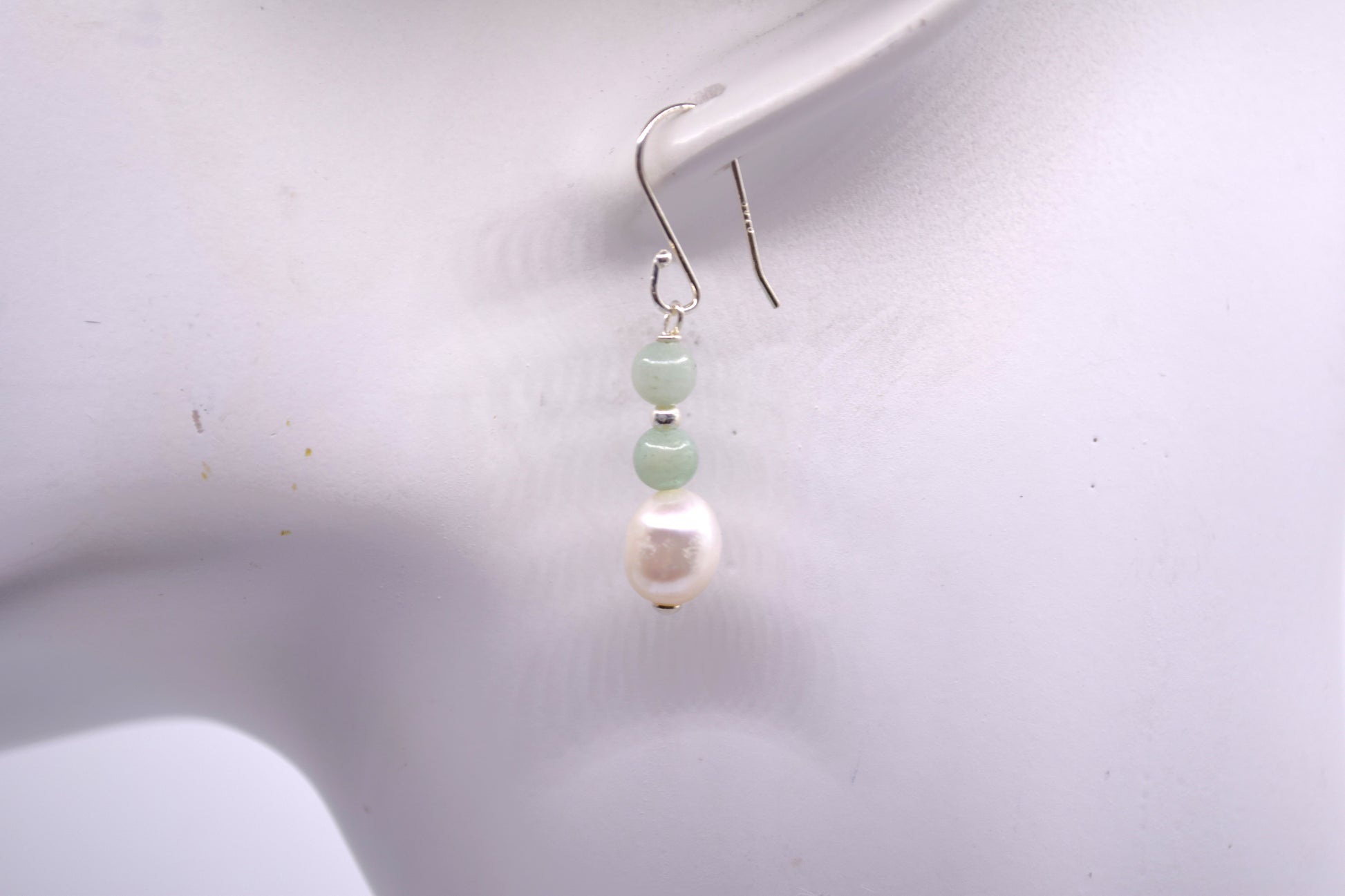 S925 Amazonite and Freshwater Pearl Earrings 2