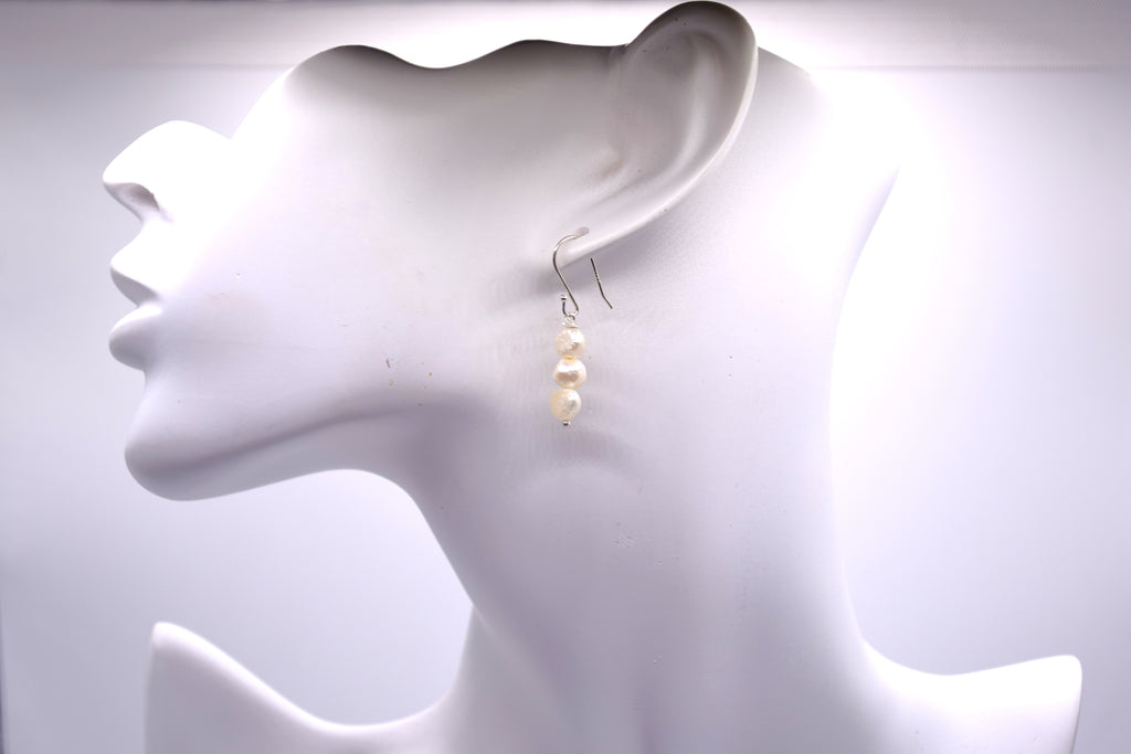 S925 Freshwater Pearl Earrings (Three Small Nuggets)