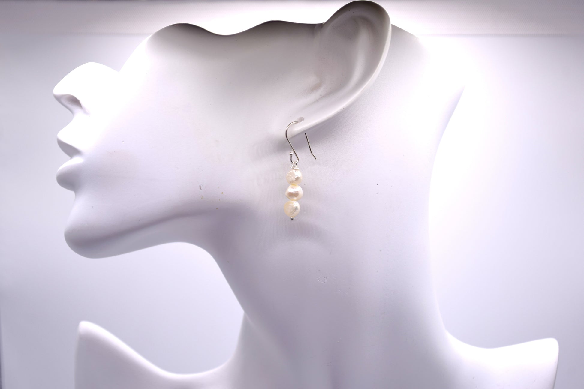 S925 Freshwater Pearl Earrings (Three Small Nuggets)