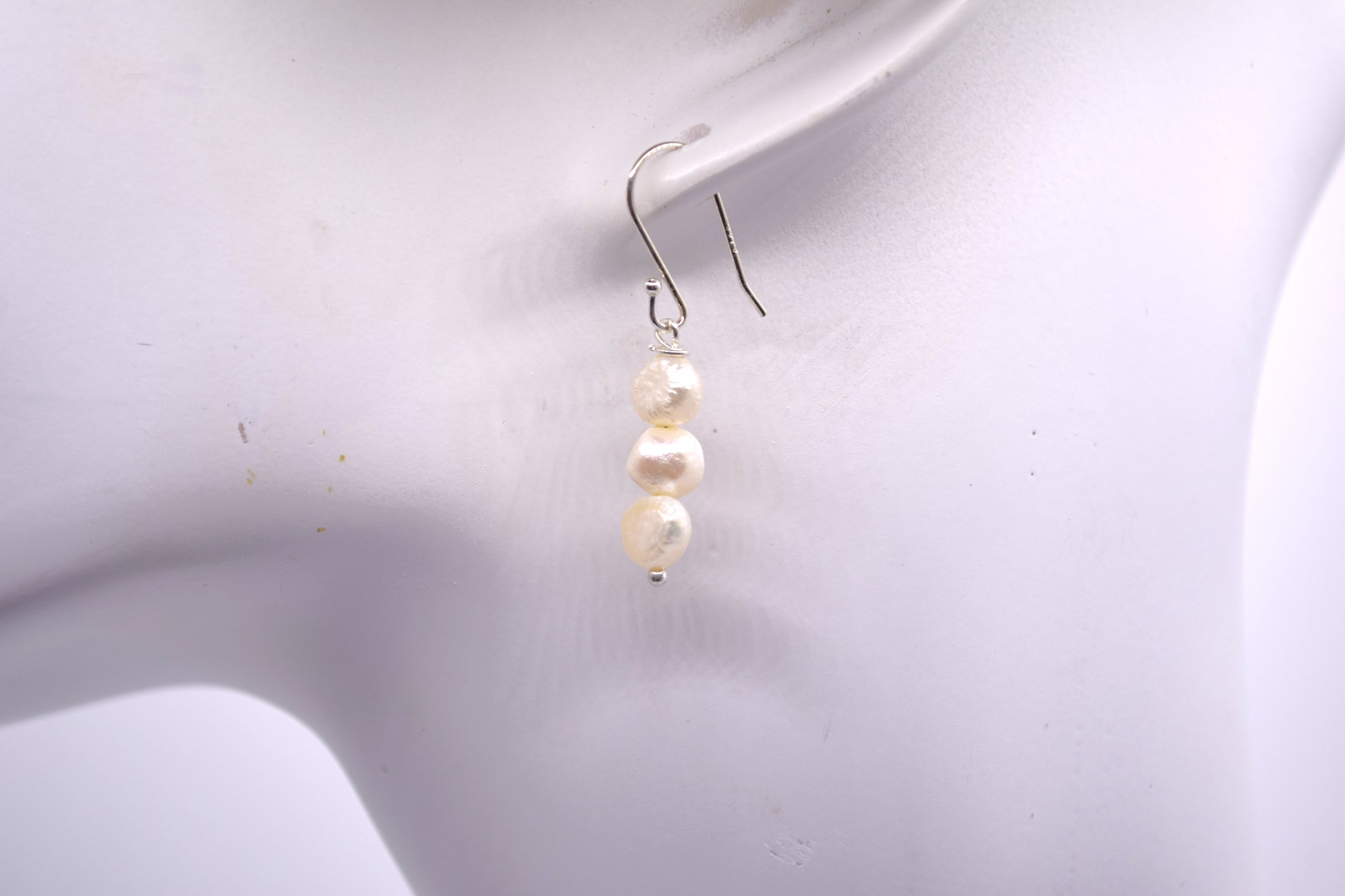 S925 Freshwater Pearl Earrings (Three Small Nuggets)