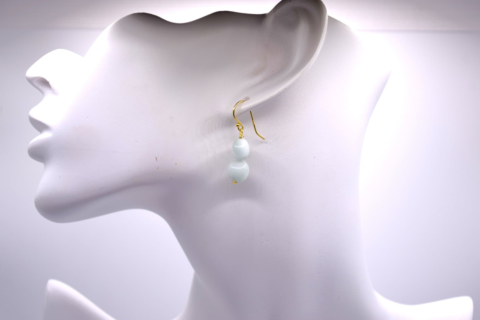 18k Gold Plated larimar Earrings (Nugget Shaped)