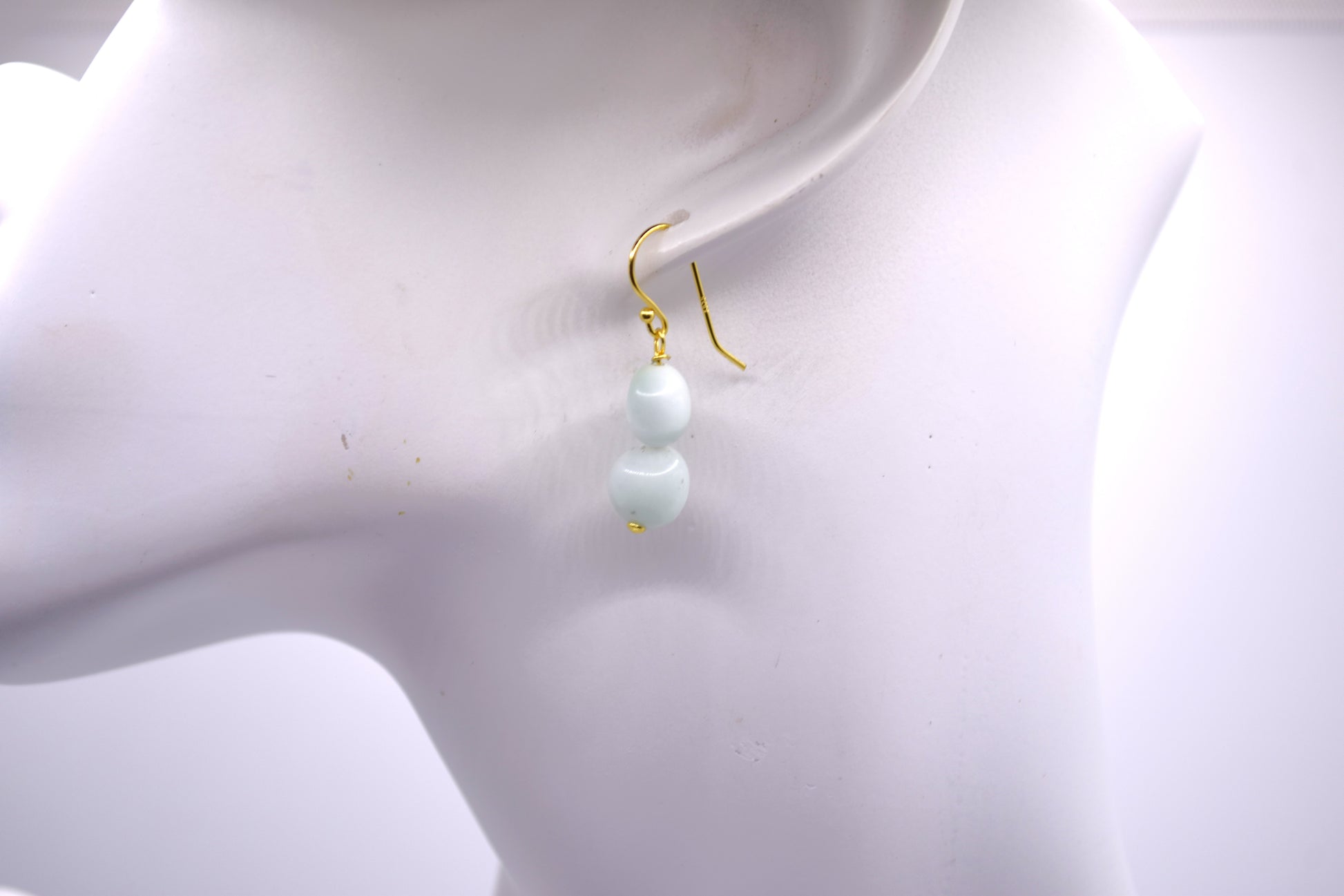 18k Gold Plated larimar Earrings (Nugget Shaped)