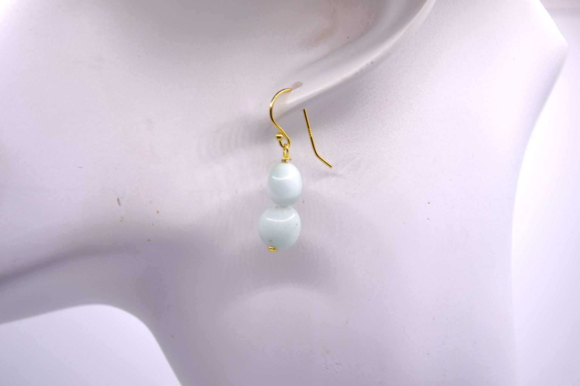 18k Gold Plated larimar Earrings (Nugget Shaped)