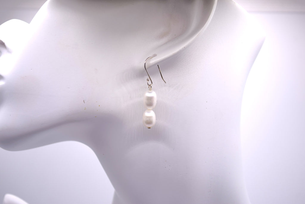 S925 Sterling Silver Earrings with Petite Freshwater Pearls (Two Pearls)