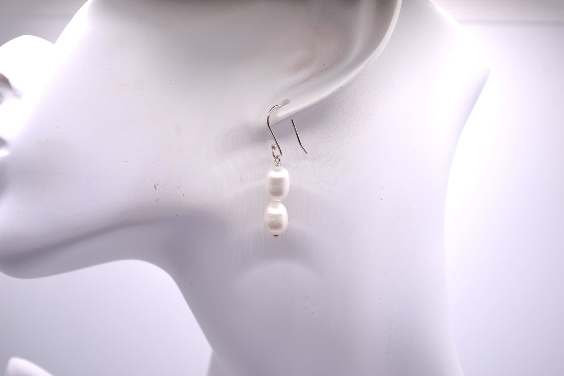 S925 Sterling Silver Earrings with Petite Freshwater Pearls (Two Pearls)