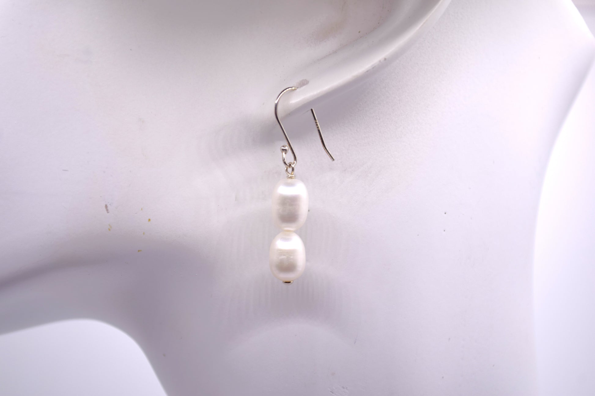 S925 Sterling Silver Earrings with Petite Freshwater Pearls (Two Pearls)