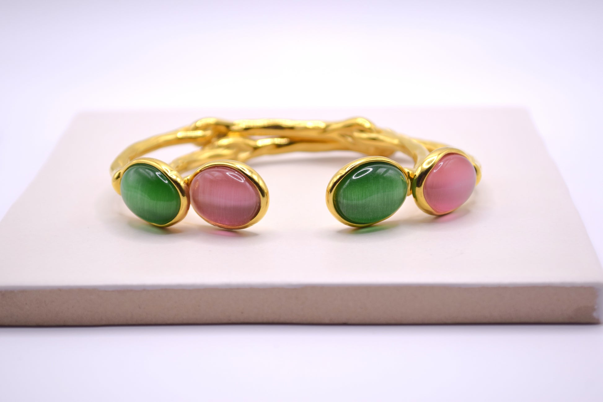 18K Gold Plated Gemstone Bangle