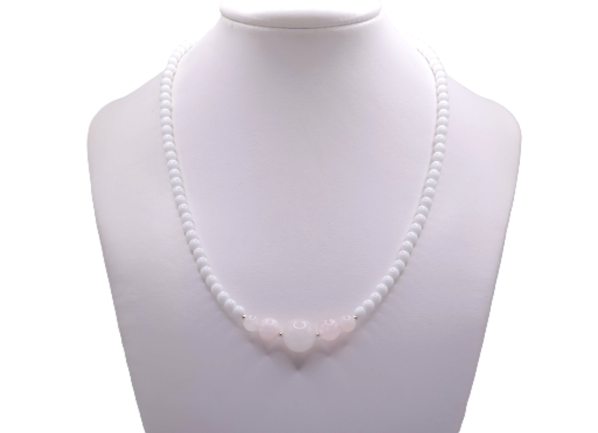 Rose Quartz & White Ceramic Chip Necklace
