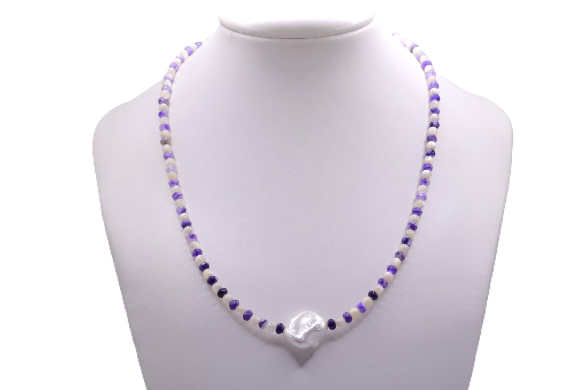 Malaysian Jade, Mother of Pearl & Keshi Pearl Necklace
