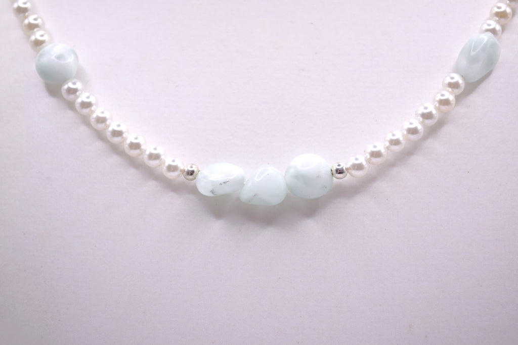 Larimar & Shell Pearl Necklace