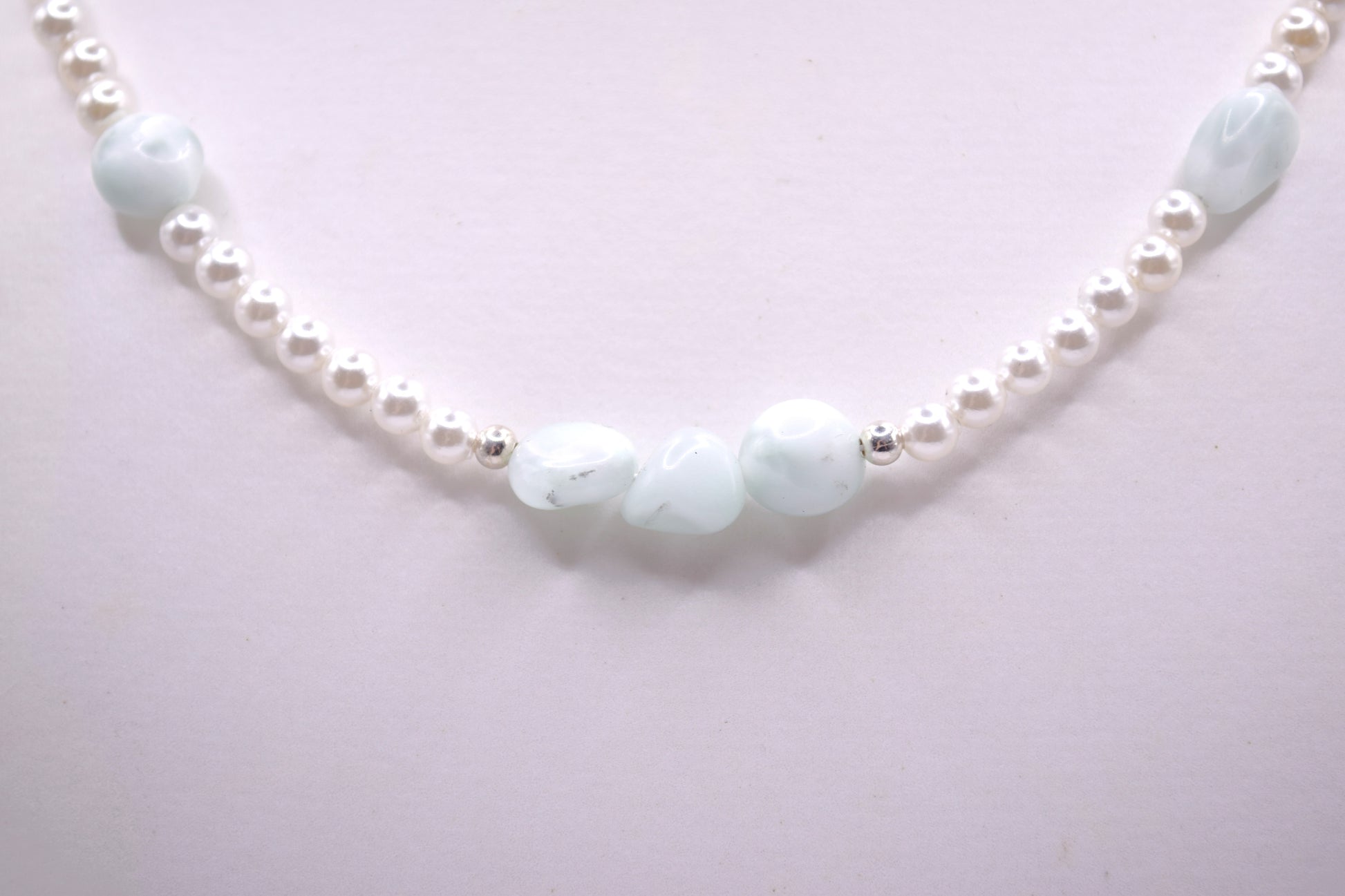 Larimar & Shell Pearl Necklace