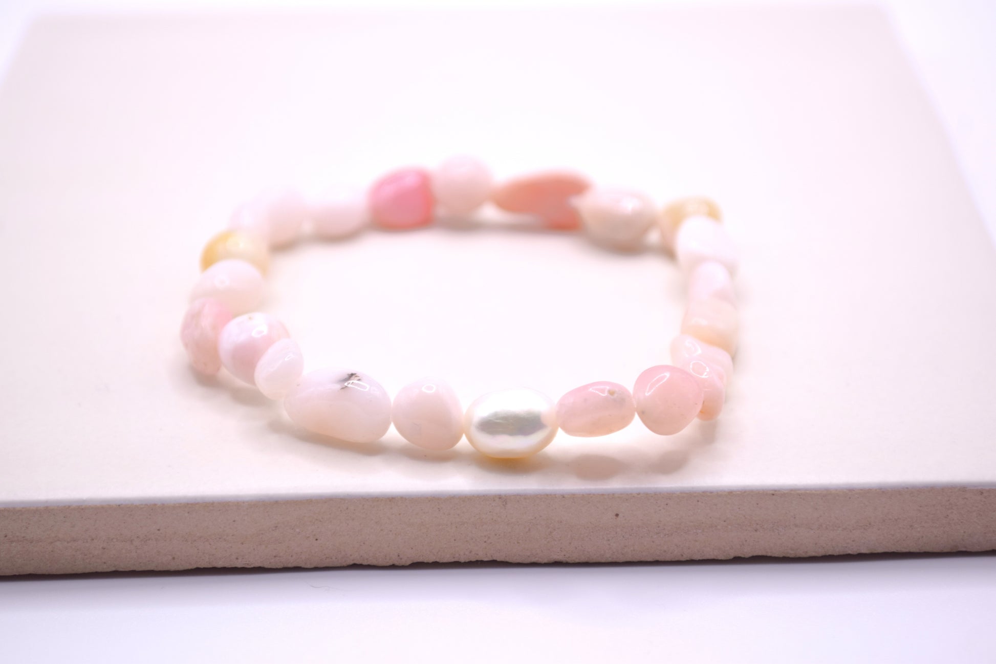 Pink Opal and Freshwater Pearl Nugget Bracelet