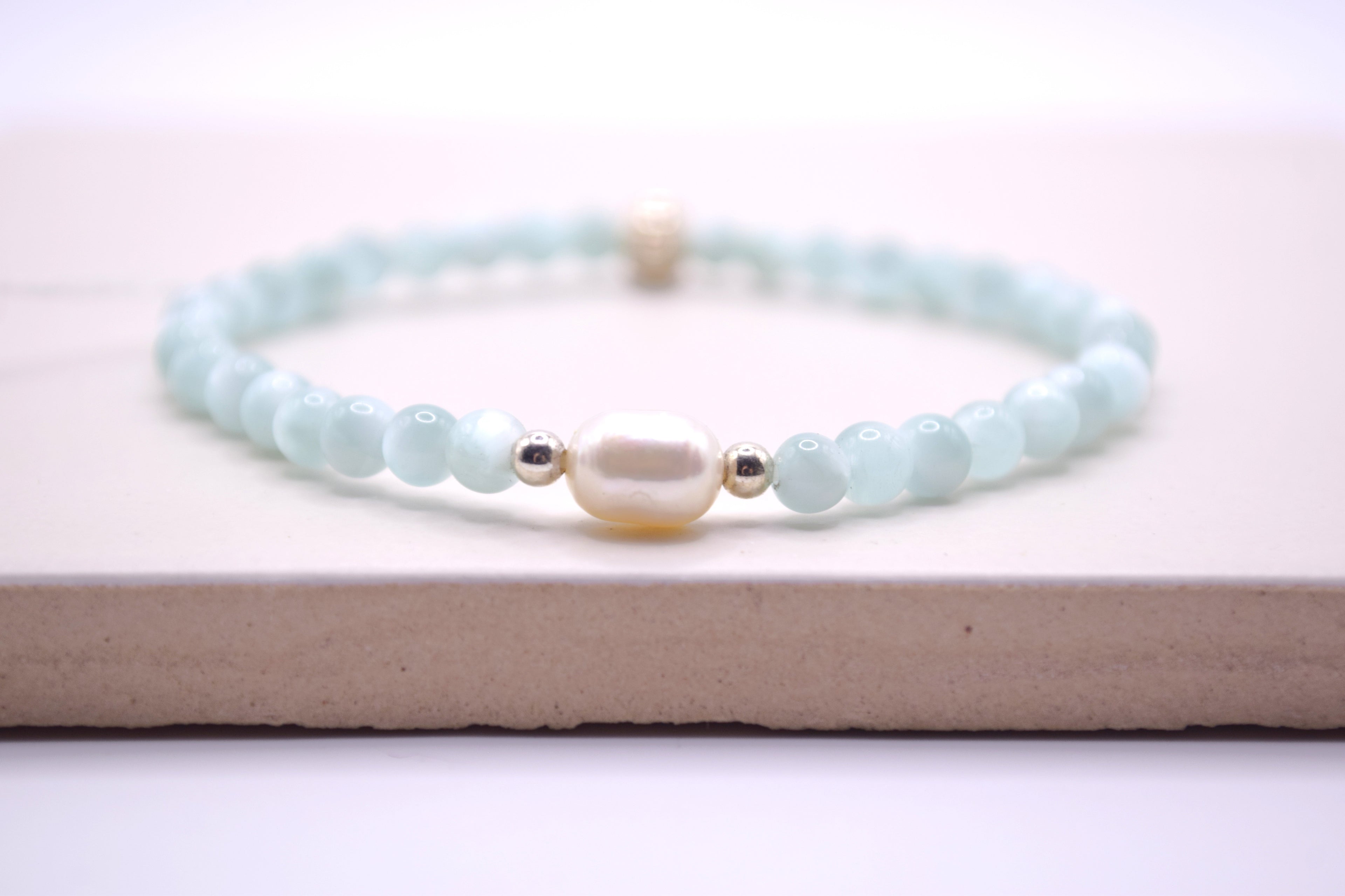 Larimar & Freshwater Pearl Bracelet