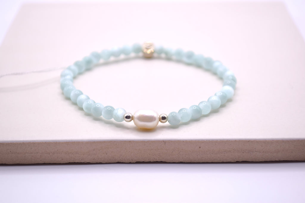 Larimar & Freshwater Pearl Bracelet
