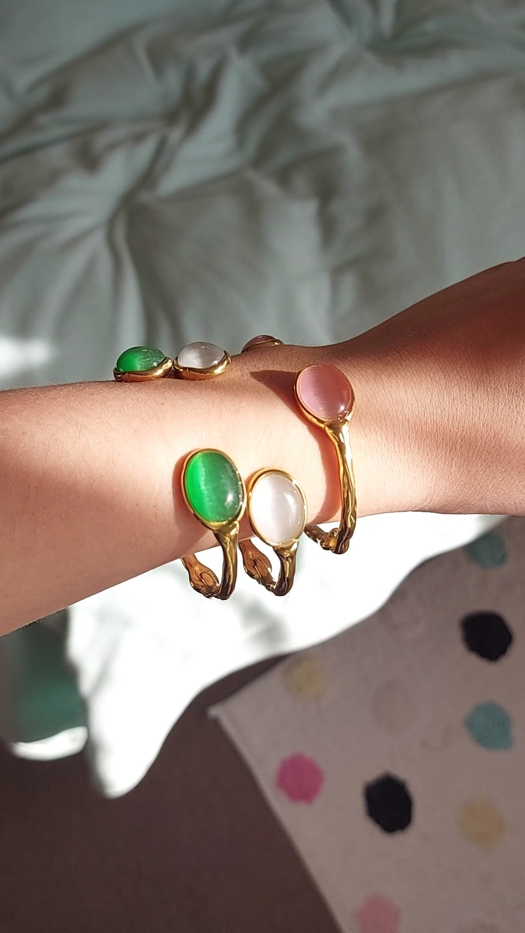 18K Gold Plated Gemstone Bangle