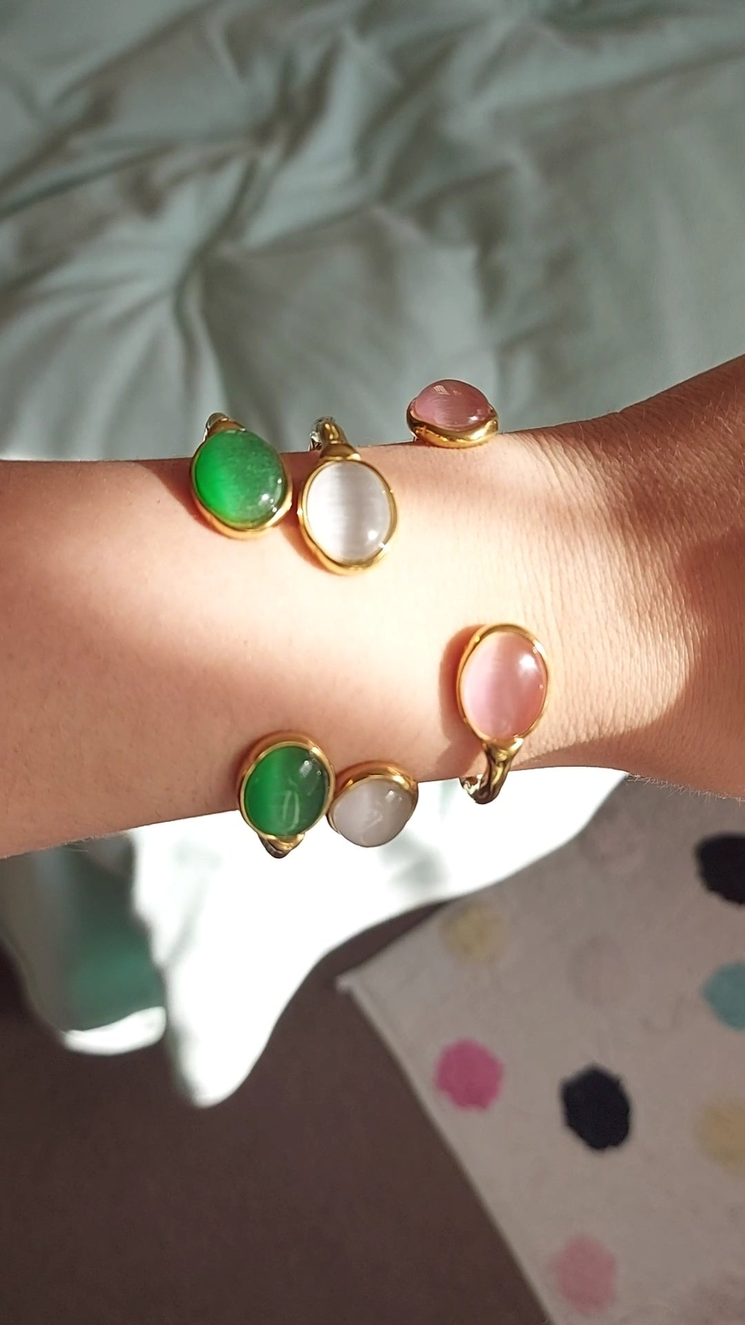 18K Gold Plated Gemstone Bangle