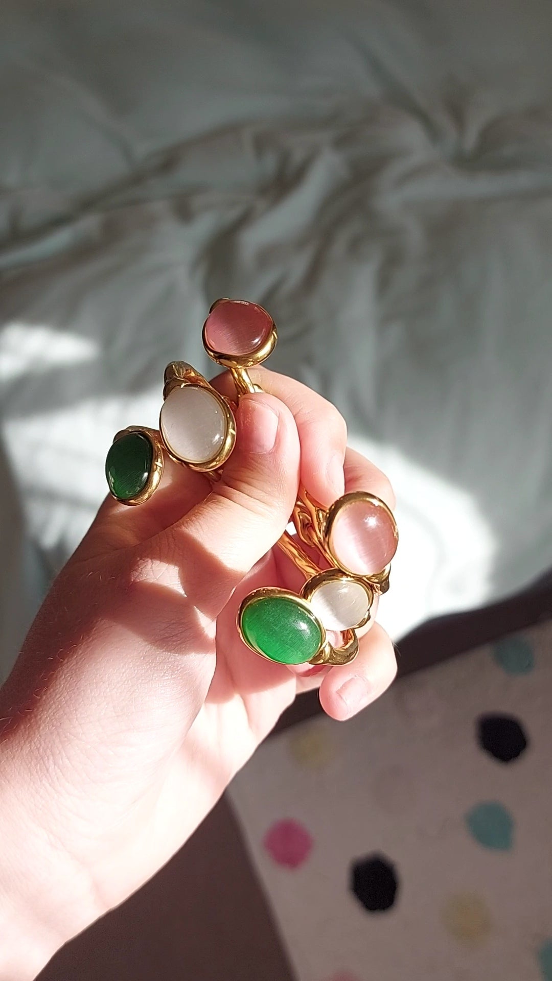 18K Gold Plated Gemstone Bangle
