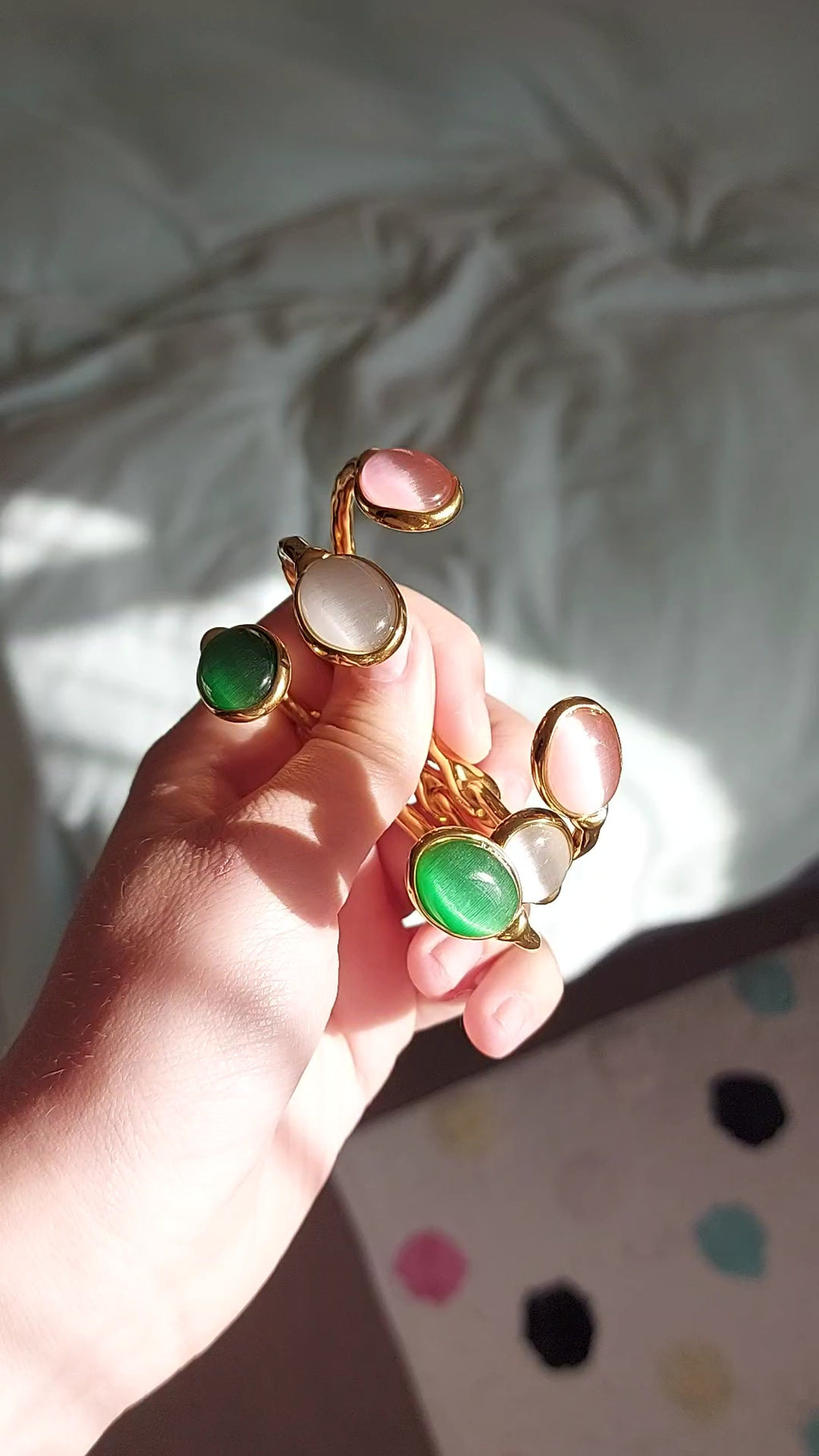 18K Gold Plated Gemstone Bangle
