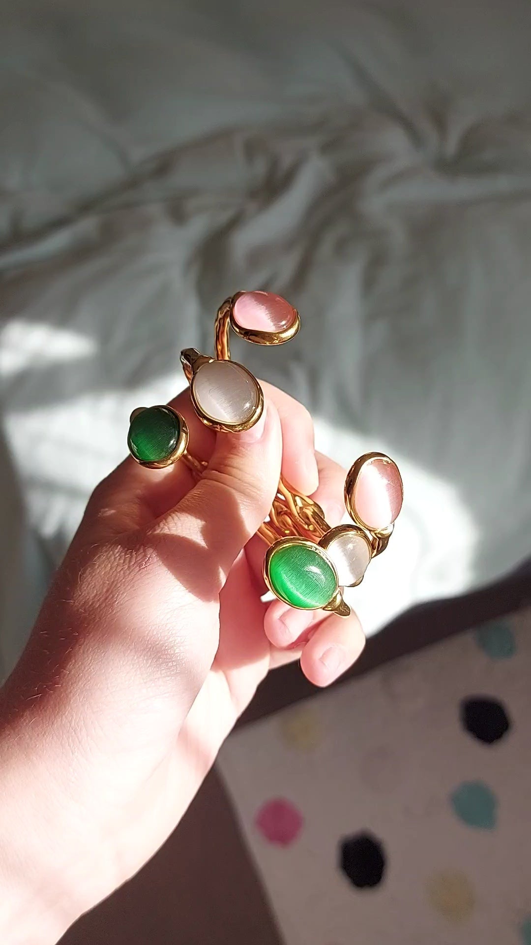 18K Gold Plated Gemstone Bangle