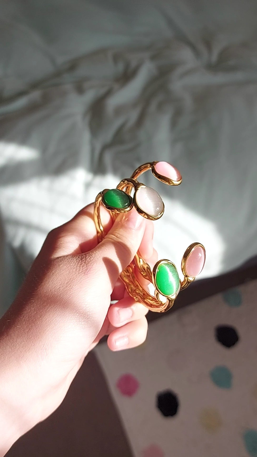 18K Gold Plated Gemstone Bangle